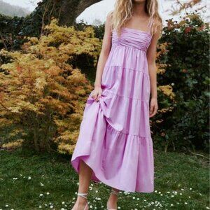 Zara Tiered Poplin Cotton Maxi Dress